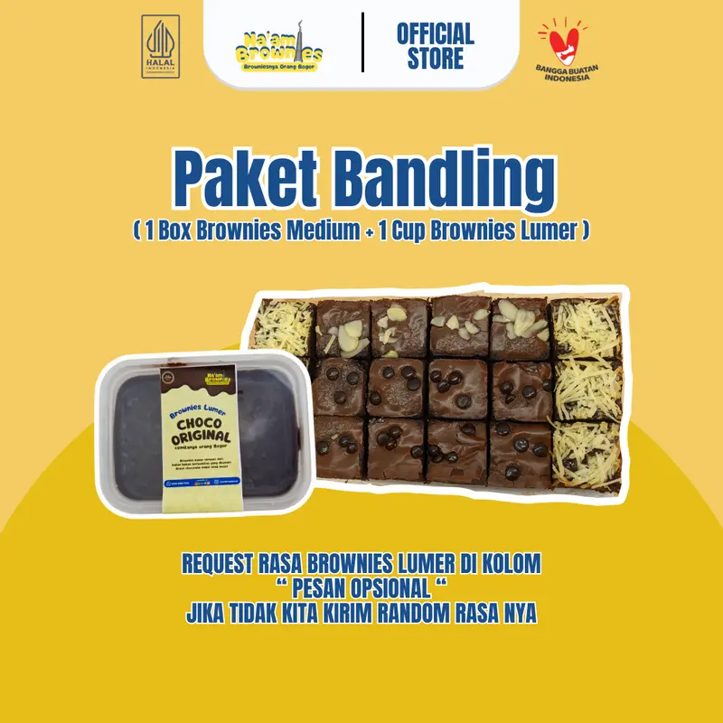 [ Buy 1 get 2 ] BROWNIES FUDGY MEDIUM FULL TOPPING DAN LUMER BY NA'AM - 3 BROWNIES 7