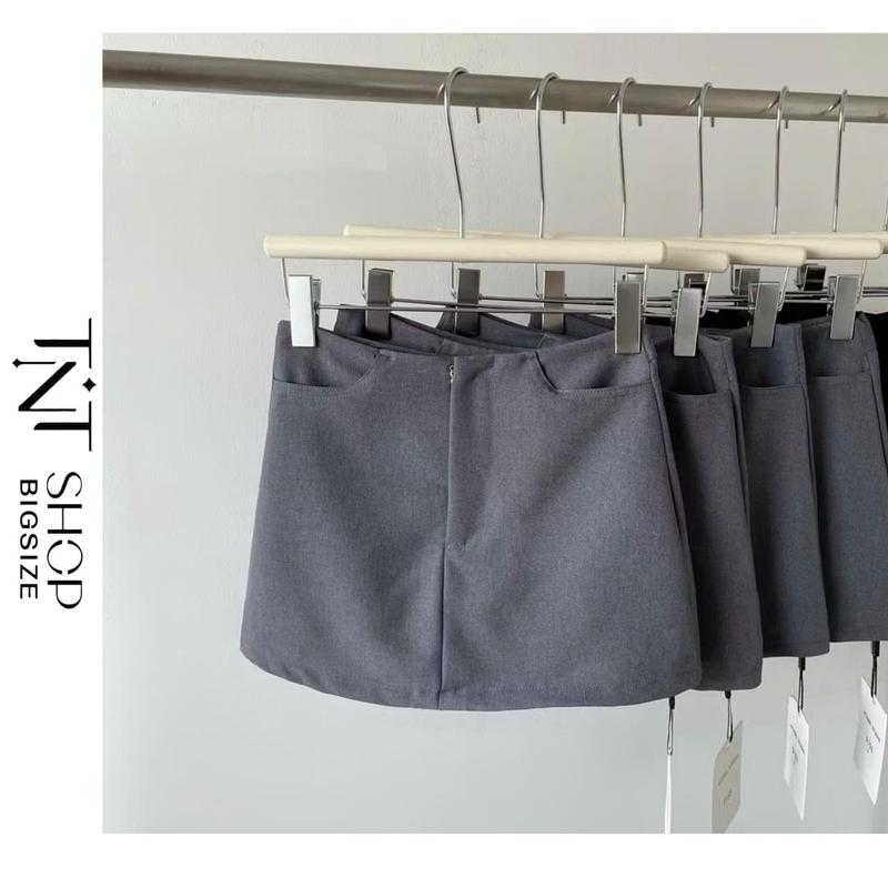 CHÂN VÁY NGẮN BIGSIZE DÁNG CHỮ A KHÓA TRƯỚC CÓ TÚI TNT SHOP BIGSIZE 60KG 90KG