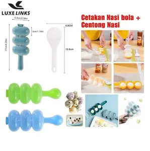 LUXE Cetakan Nasi Bulat Bola Bola Mini + Centong Kecil Alat Pencetak Bulat Rice Ball Shaker Praktis untuk Anak
