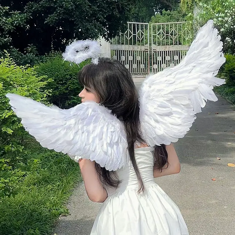 Swallow shape White Angel Feather Wings With Elastic Straps For Kids Party Cosplay Halloween Birthday Decoration