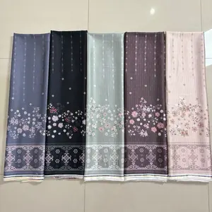 Bahan arabian silk motif bunga jenjang mewah /arabian motif bunga kecil pinggir /bahan kain gamis silk lembut