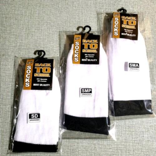 Kaos kaki sekolah SD SMP SMA warna hitam putih Fashion back to school 3