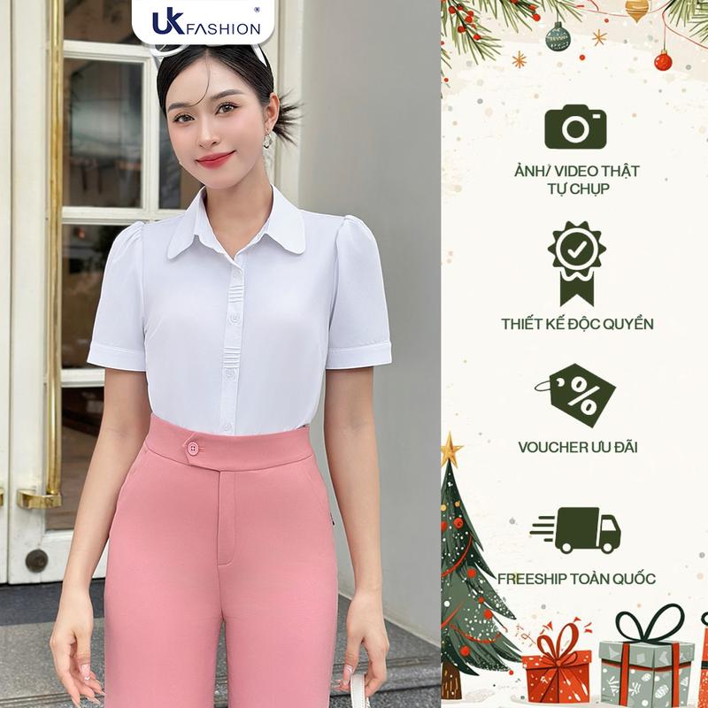  Áo Sơ Mi Cổ Đức Tay Mi Nẹp UK Fashion Thanh Lịch Nữ Tính UKSM2401016 