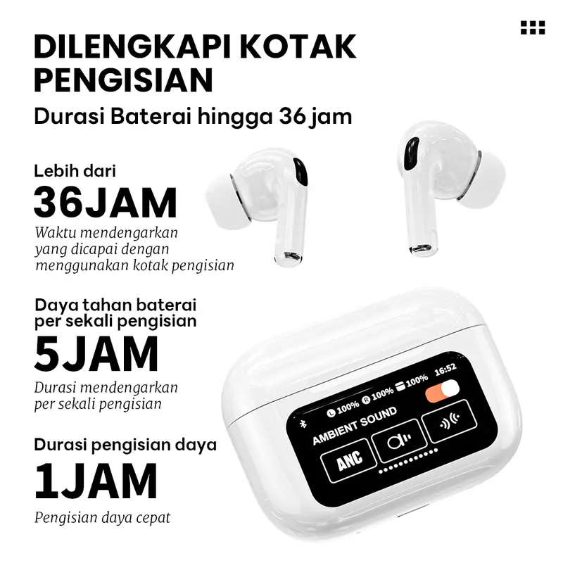 [COD]Headset  A9PRO ANC TWSABluetooth Headset Earphone Touch Screen V5.4Smart Screen Active Noise Reduction 2