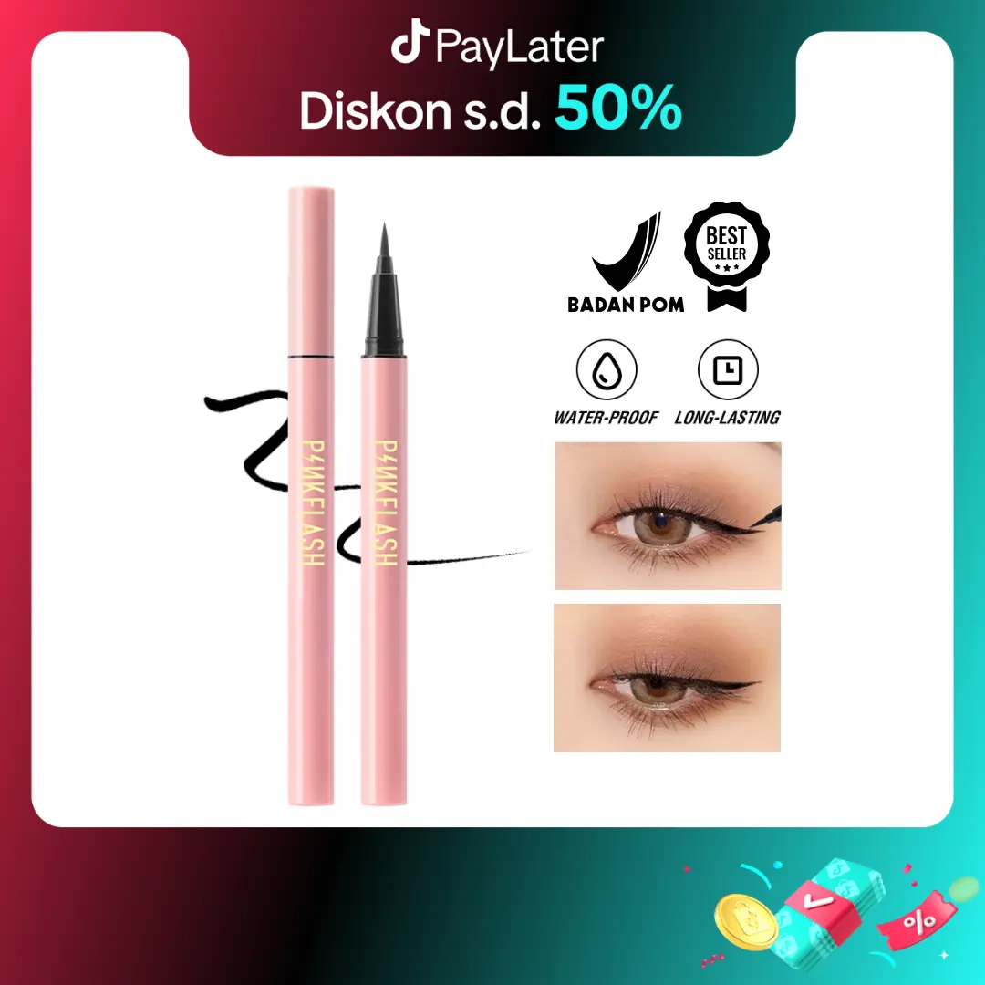 (PROMO) PINKFLASH OhMyLine Waterproof Liquid Eyeliner Long Wear Quick Dry Smudge-proof Anti-transfer Black  Hitam Lasting eyeliner