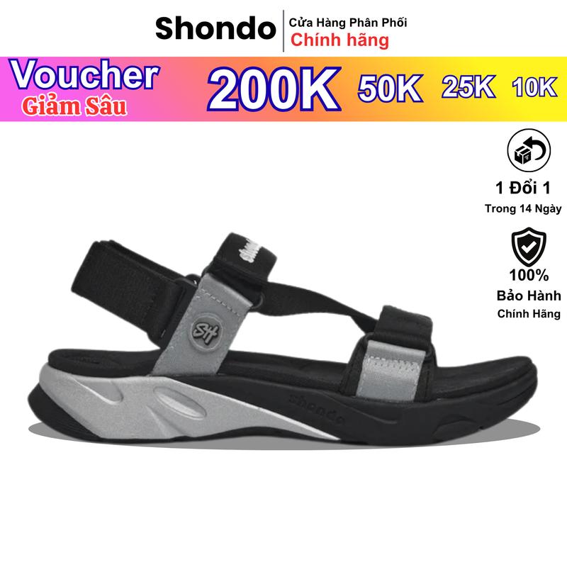 Giày Sandal Nam Nữ SHONDO F8M Êm Chân, Bền Màu Đen Xám , Hồng Xăng Đan Đi Học Đi Chơi Thời Trang