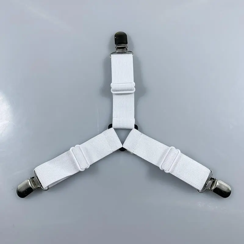 Adjustable Elastic Bed Sheet Fastener, 4 Counts/set Triangle Metal Clip Quilt Fixing Strap, Bedding Accessories for Home Bedroom Hotel Dormitory 2