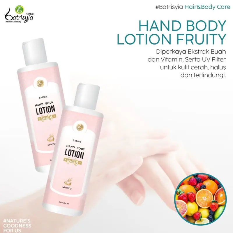 Hand Body Lotion Batris Fruity dengan Ekstrak Buah-buahan dan VCO - Extract Tangan Kering Perawatan Vitamin Tubuh Kusam 1