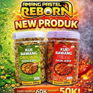 AMANG PASTEL - BUNDLING 2 VARIAN(KUE BAWANG ORIGINAL DAN KUE BAWANG PEDAS DAUN JERUK)2 toples promo