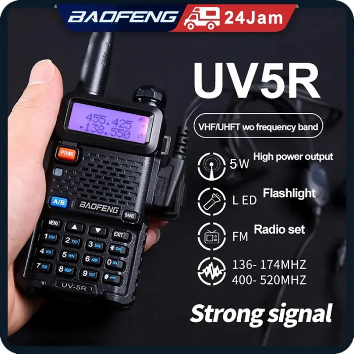 BF baofeng Dual Band walkie talkie mini UHF/UHF radio FM Kekuatan tinggi 8KM Long distance LED Flashlight Portable UV5R