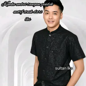 Kemeja Koko atau baju  Muslim pria dewasa lengan pendek dari lks