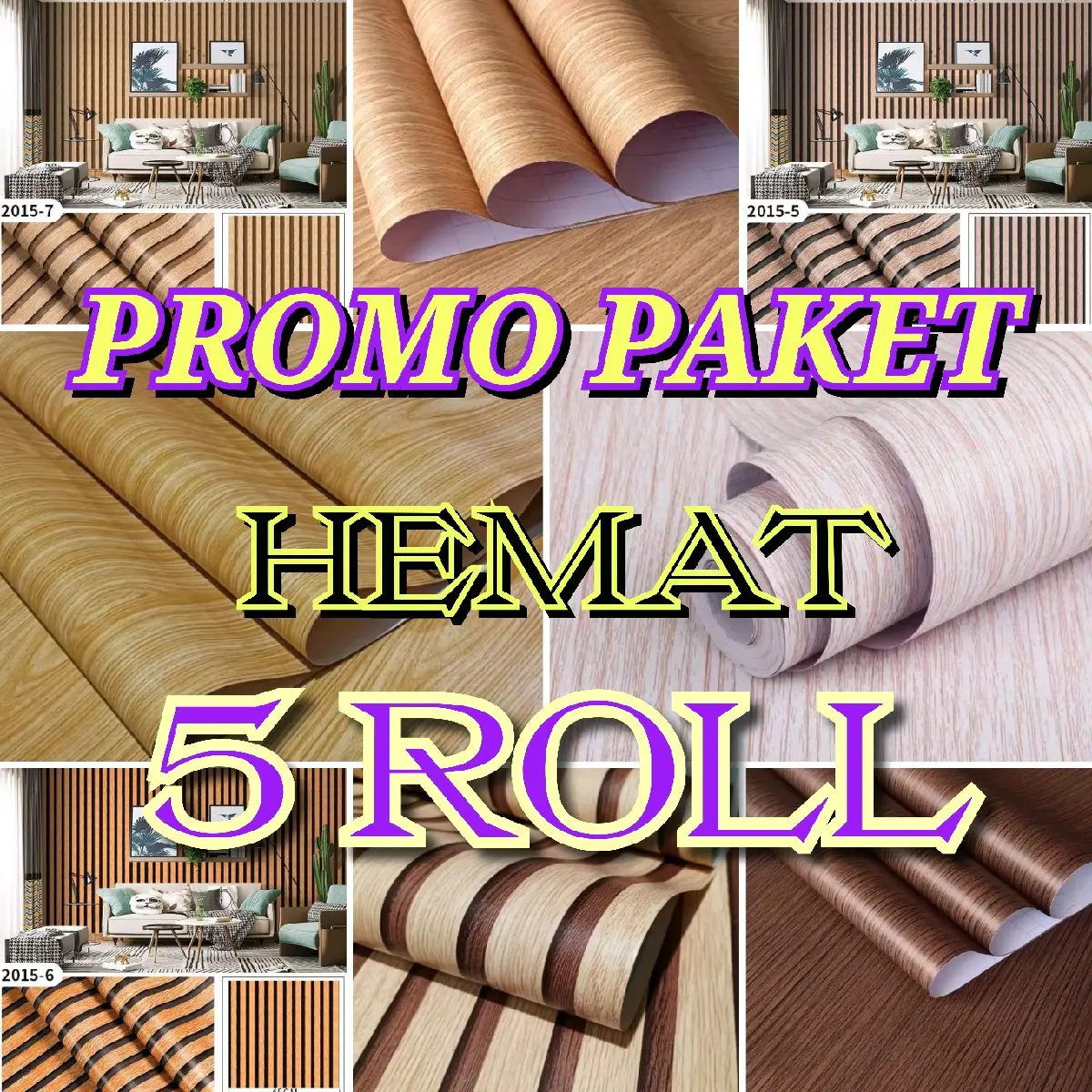 Promo Paket Hemat 5 Roll Wallpaper Sticker Dinding Motif Kayu Hitam Putih Kayu Panel Kayu Abu Dekorasi Meja Pintu Dan lemari  Kertas Pvc