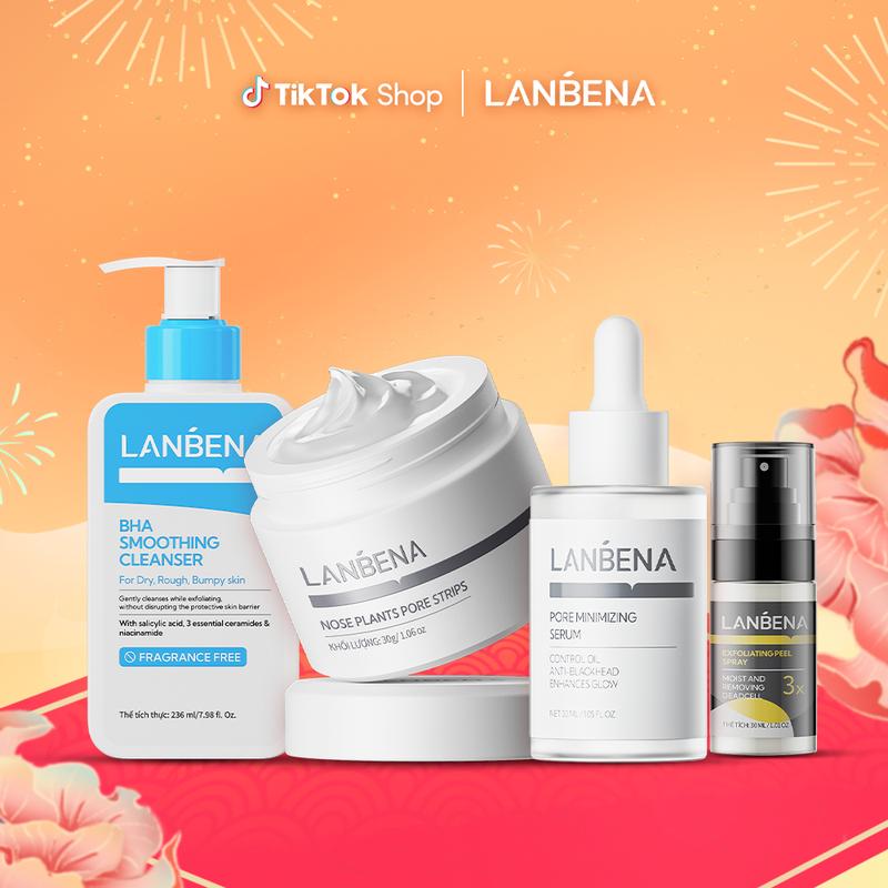 LIVE Combo Mặt Nạ Lột Mụn Tinh Chất Hỗ Trợ Thu Nhỏ Lỗ Chân Lông Xịt Tẩy Tế Bào Chết Da Mặt Sữa Rửa Mặt LANBENA Hỗ Trợ Sạch Sâu Mụn Đầu Đen Cải Thiện Lỗ Chân Lông Làm Sạch Da Cải Thiện Làn Da Thô Ráp Dưỡng Ẩm Làm Đẹp Da
