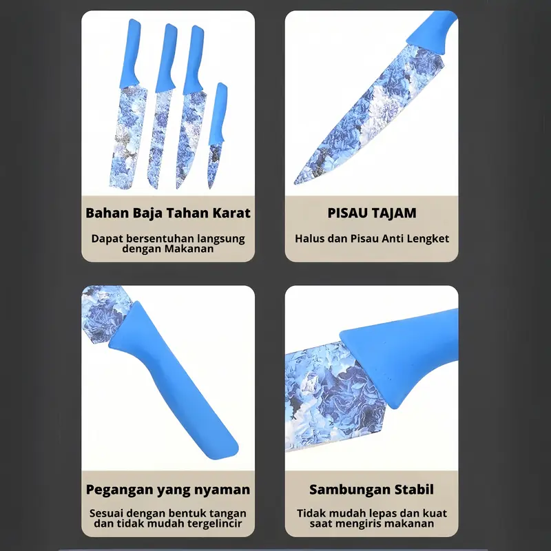 Kitchen knife Set 6in1/Pisau set lengkap / Pisau Dapur Set 6 in 1 Bahan Stainless Steel / Great Ceramic Knife Set pisau corak Kitchenware 5