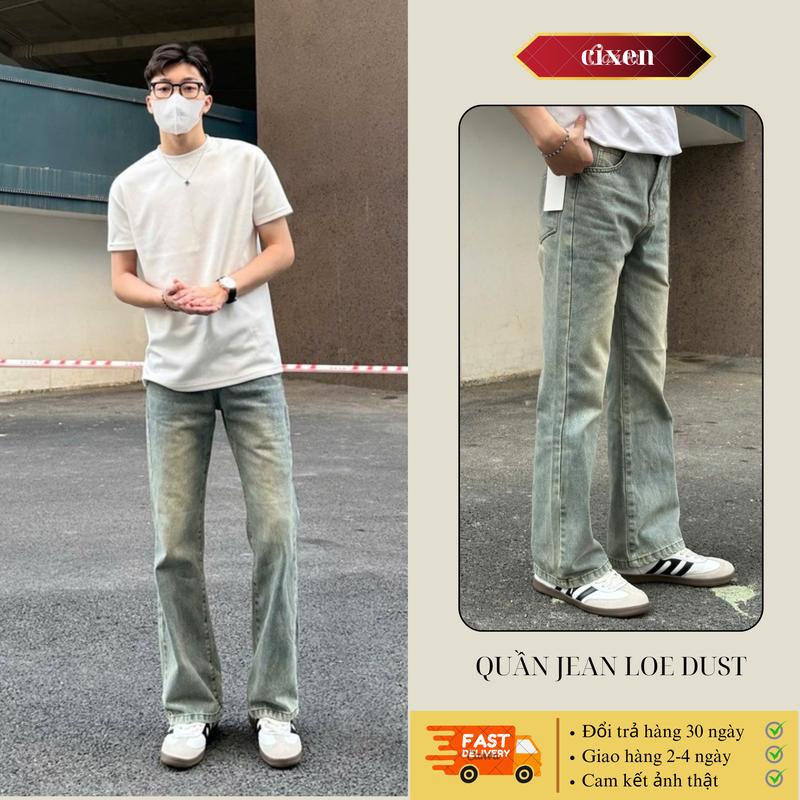   CIXEN  Quần jean ống loe nhẹ Wash Dust VER 1 Chất Liệu Denim Hack dáng S-XXL Quần jeans nam loe wash DUST Streetwear  QL02  