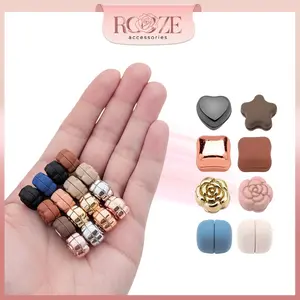 Magnet Pin Hijab Mini Elegan Bros Anti Slip Selendang Syal Fashion Muslim Aesthetic Simple Pin Jilbab Wanita