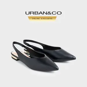 URBAN&CO Flat Shoes Wanita Sepatu Flat Kerja Cewek Basic Formal Casual Perempuan Hitam - Allyn