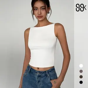 Women Casual Tank Top Sleeveless Boat Neck 3350 (S/M/L/XL)