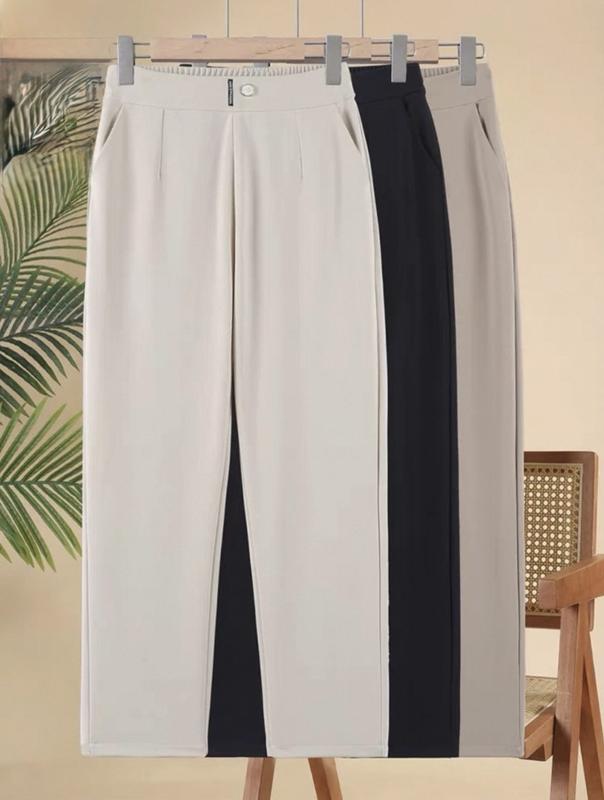 Q12 Shop Mẹ Đẹp 365 Quần nữ dài dáng baggy chất Đũi nhẵn co giãn 4 chiều, thanh lịch Pants Women Denim