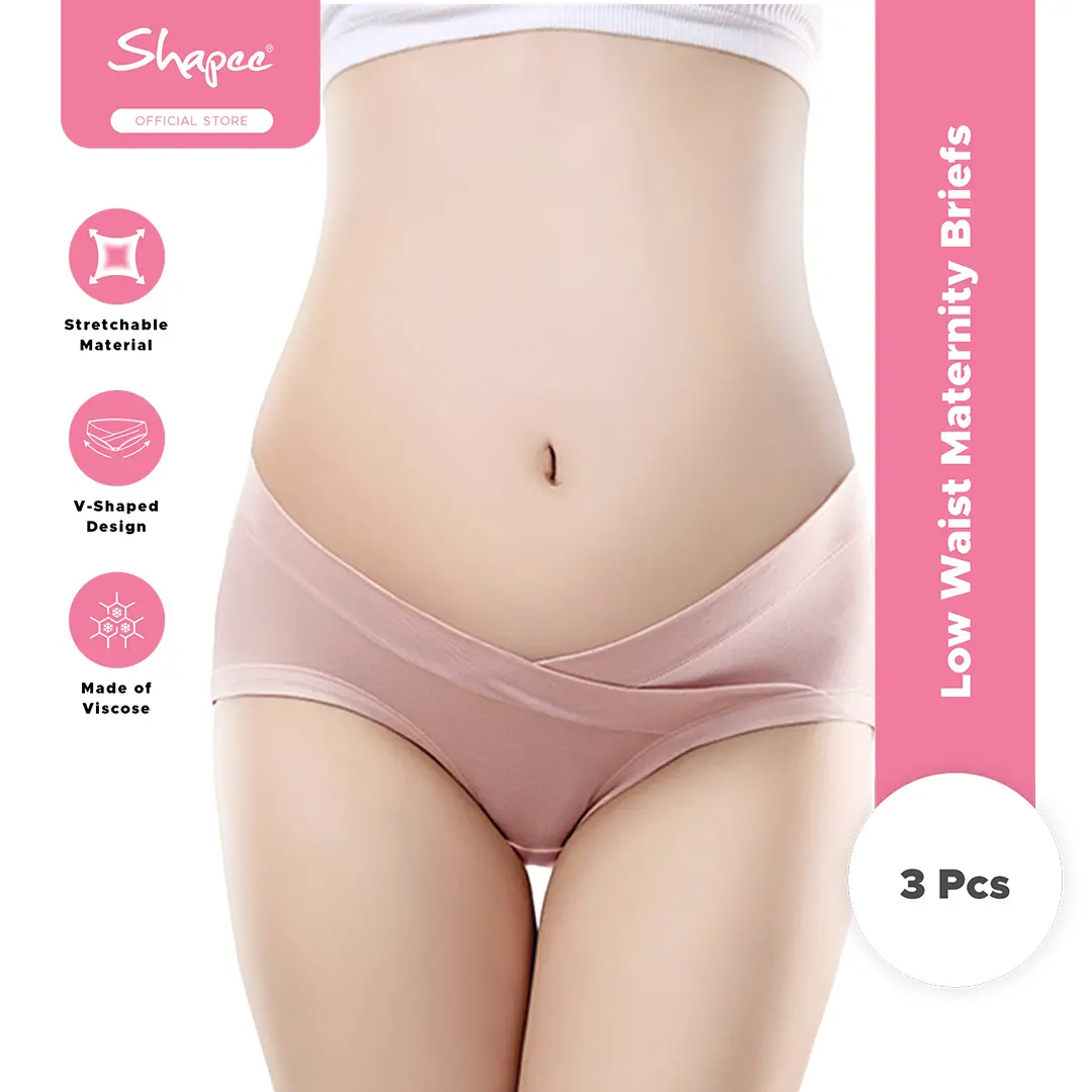 Low Waist Maternity Briefs (random color) - Maternity Underwear, V-shaped Design, pregnant panty, low waist panty