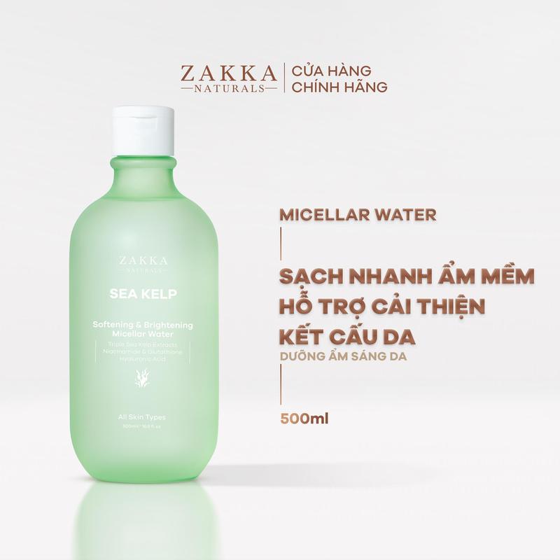 [DEAL LIVE] Nước Tẩy Trang Tảo Biển Zakka Naturals Sạch Mềm Mịn Và Hỗ Trợ Sáng Da 500ml