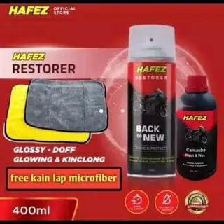 Paket Hafez restorer termurah bonus shampo dan kain lap microfiber pembersih pengkilap motor mobil Kendaraan
