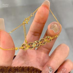 Gelang Syiling Reka Bentuk Klasik Lima Maharaja Berkilauan Menawan Simbol Kekayaan dan Kemakmuran Hadiah untuk Orang Tersayang