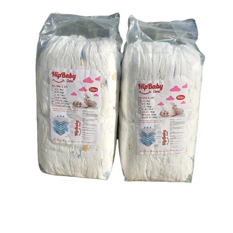 Miễn ship combo 2 bịch 100 miếng bỉm quần tã dán HipBaby care Cho Bé bỉm mềm mỏng hút 500ml nước đủ size M đến 3xl