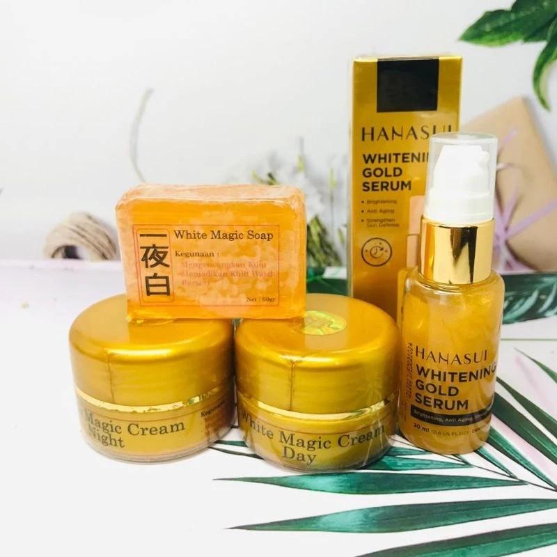 Product Introduction of Paket cream white magic plus serum gold hanasui 4 in 1 Perawatan Wajah Pelembab Pencerah Mencerahkan Hitam Komedo 3