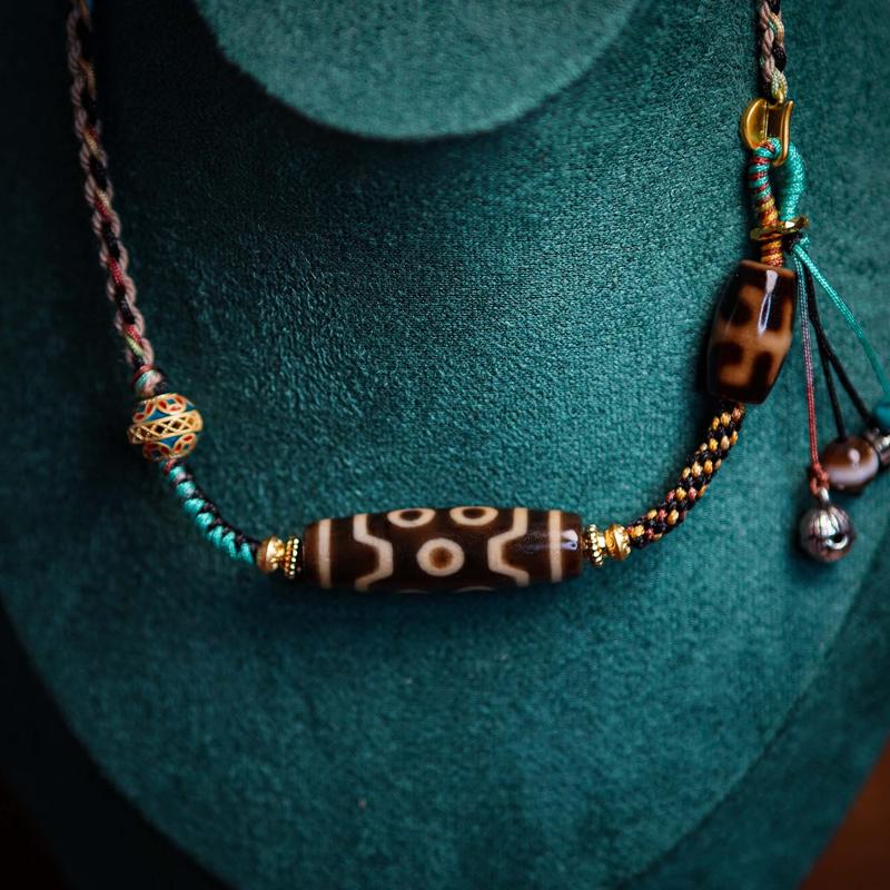 Product Introduction of Seven Eyes Dzi Bead Necklace 0