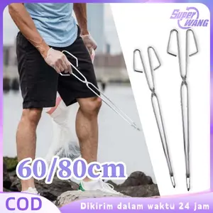 80cm Jepitan Sampah Panjang Capitan Sampah Stainless Jepit Sampah Alat Penjepit Sampah