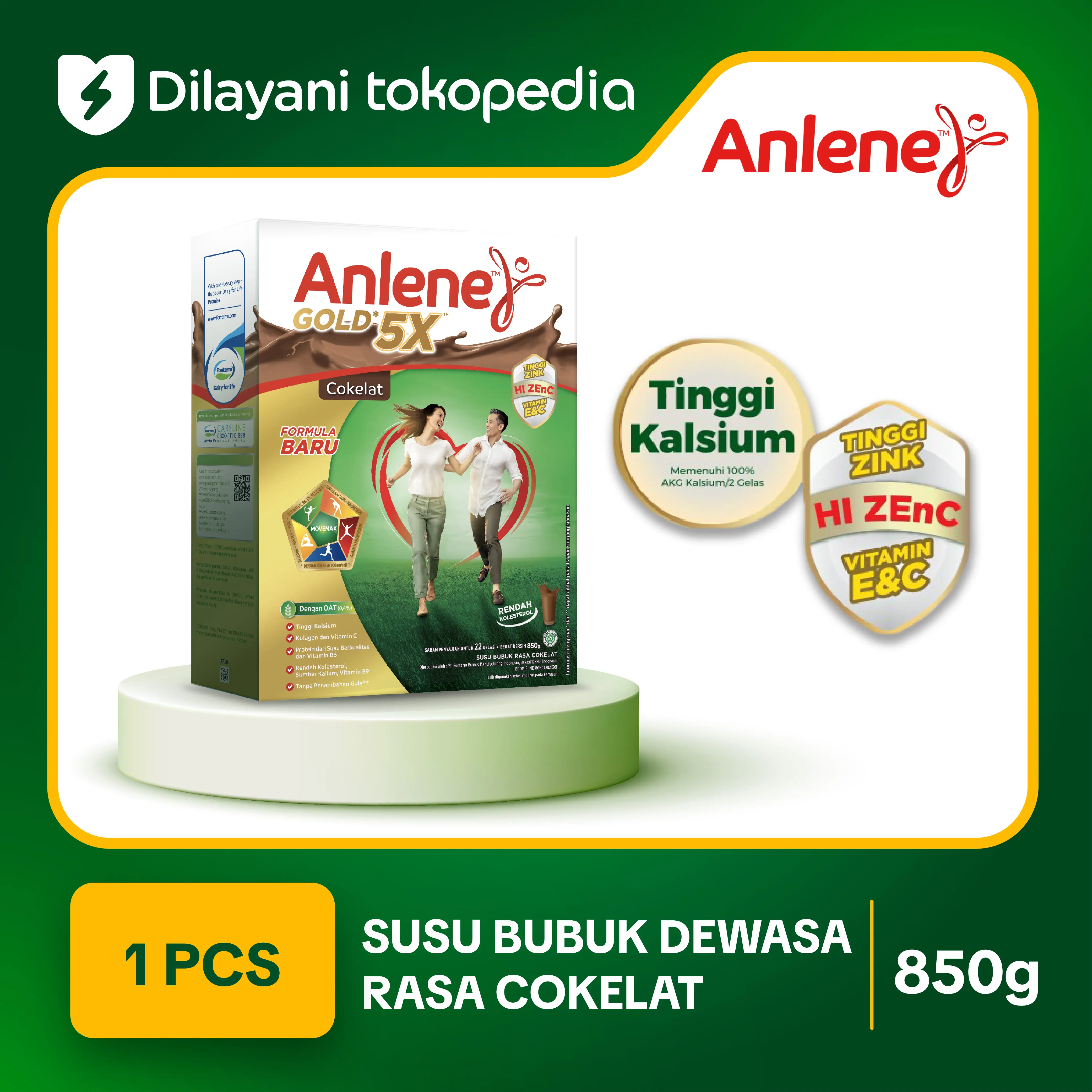 Anlene Gold 5X Susu Bubuk Dewasa Cokelat 850g - Kuatkan Tulang, Sendi & Otot / Adult Milk Chocolate / Dairy Milk