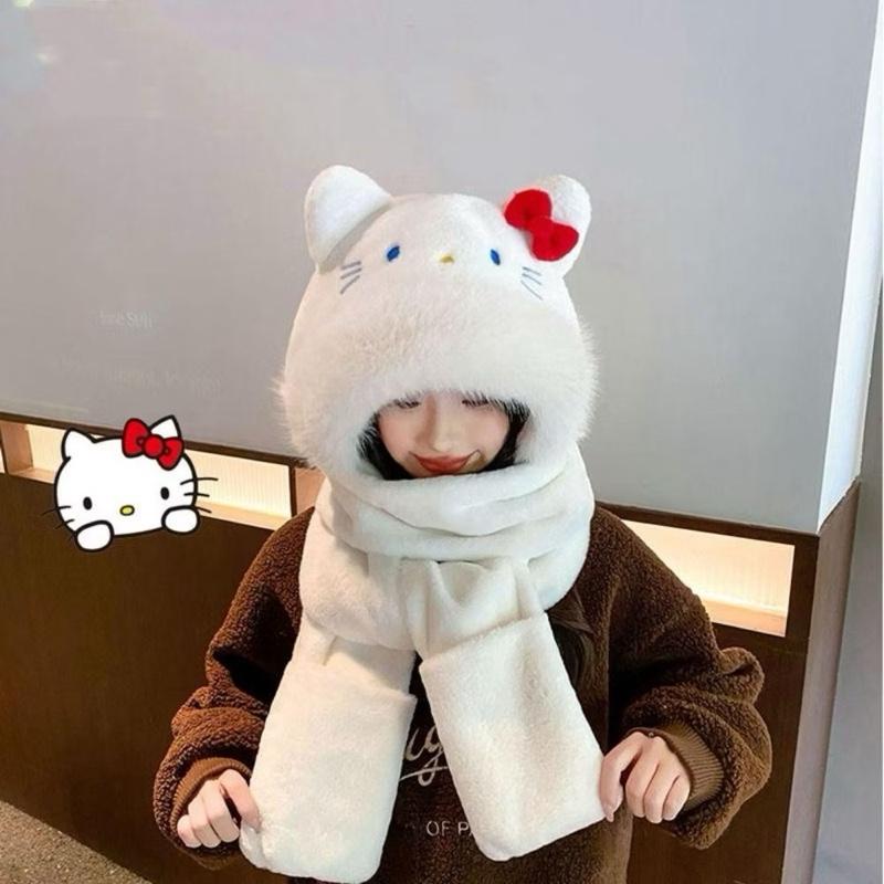  Mũ Len Lông Cừu 3 In 1 Hello Kittyy Kiêm Khăn Quàng Cổ Và Bao Tay Chất Liệu Ấm Áp Mùa Đông Dành Cho Nữ Mẫu Mới 2025 Thiết Kế Dễ Thương 