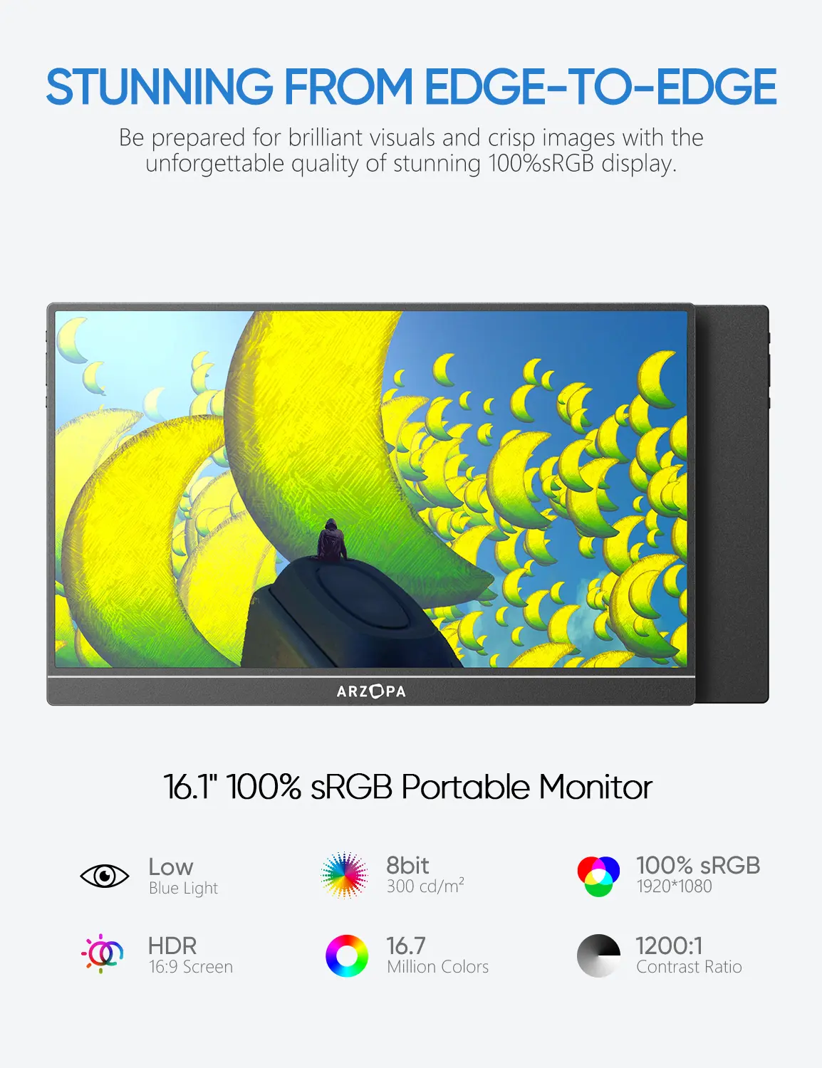 Màn hình Cầm Tay ARZOPA, 16,1 inch, 100% sRGB FHD 1080P, Chân đế, Màn hình máy tính xách tay, Độ tương phản màu cao, Màn hình IPS chăm sóc mắt, Thích hợp cho văn phòng và giải trí cao cấp, Z1C | BigBuy360 - bigbuy360.vn Màn hình Cầm Tay ARZOPA, 16,1 inch, 100% sRGB FHD 1080P, Chân đế, Màn hình máy tính xách tay, Độ tương phản màu cao, Màn hình IPS chăm sóc mắt, Thích hợp cho văn phòng và giải trí cao cấp, Z1C | BigBuy360 - bigbuy360.vn