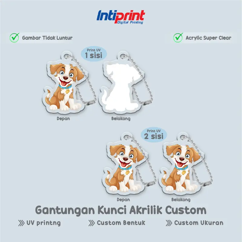 Gantungan Kunci Akrilik Print UV Custom Desain / Acrylic Keychain Custom Logo / Custom Foto Nama 3