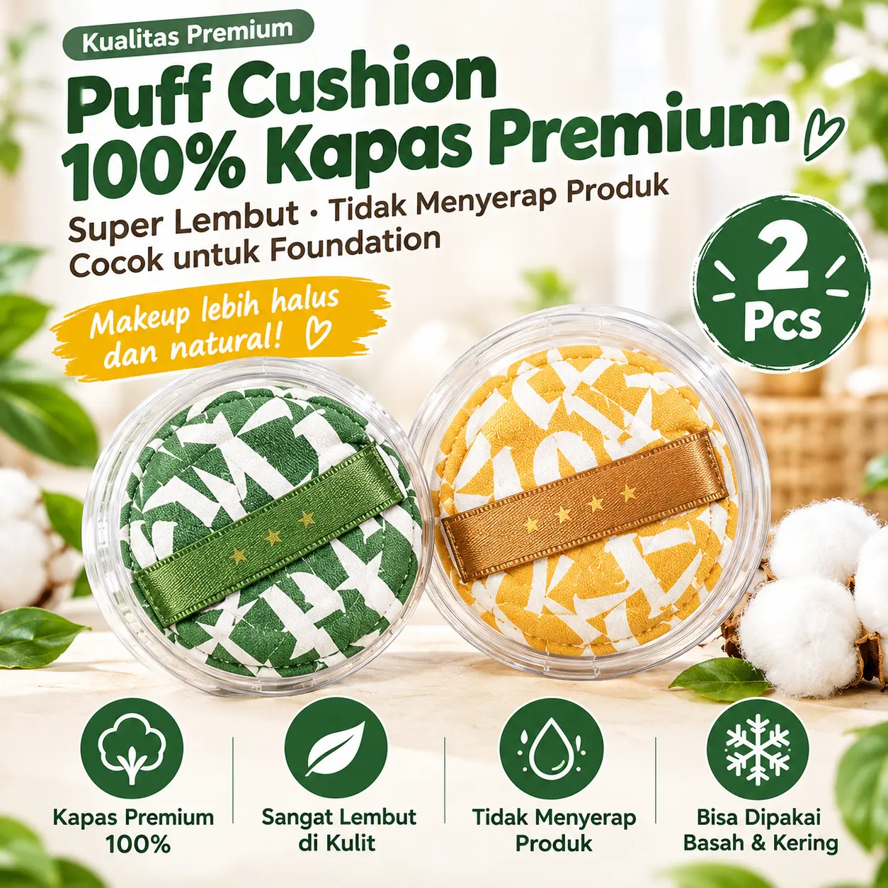 Spons Bedak Marshmallow Super Lembut, Tidak Serap Bedak, Bisa Basah & Kering, Khusus Untuk Foundation Makeup Harian