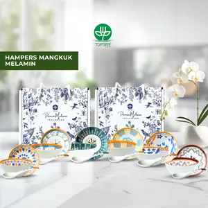 TOPTREE Hampers Mangkuk Melamin (2 Mangkuk + 2 Sendok) – Hadiah Praktis & Terpakai