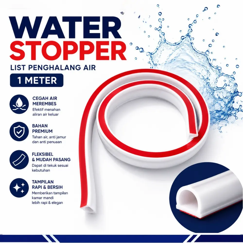 Lis Silikon Penghalang Penahan Tanggul Air Lantai Kamar Mandi Wastafel Sink Bathroom Water Stopper