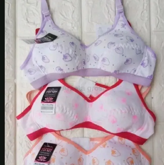 3pcs 6pcs BH Remaja Tanpa Busa Tanpa Kawat Motif Bra 3