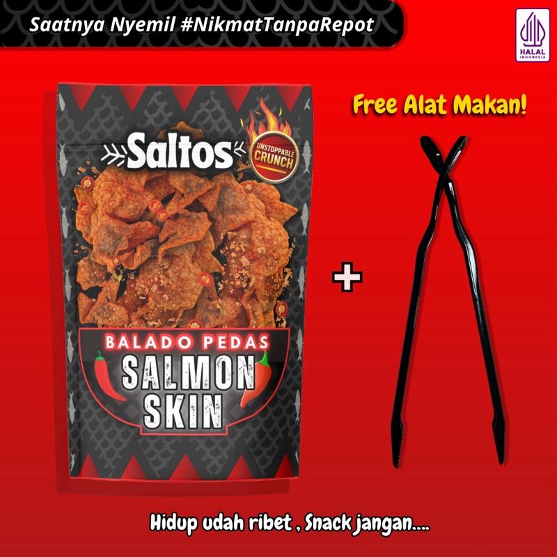 Saltos Salmon Skin 1 Salted Egg + 1 Balado Pedas Paket Hemat Snack Makanan Ringan