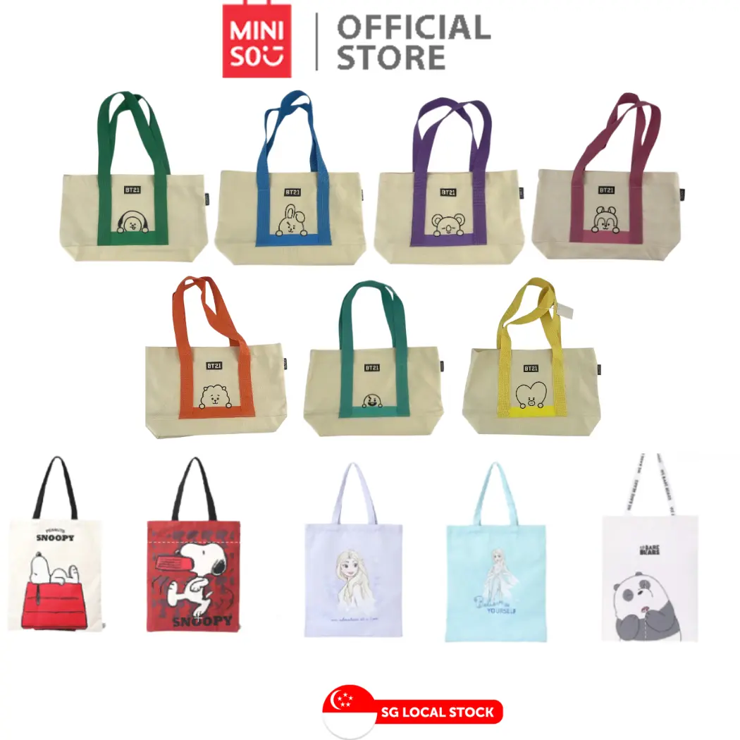MINISO Shopping Bag Collection (BT-21/Snoopy Travel Collection/We Bare Bear/Ratora/Frozen/ Disney Mickey Mouse)