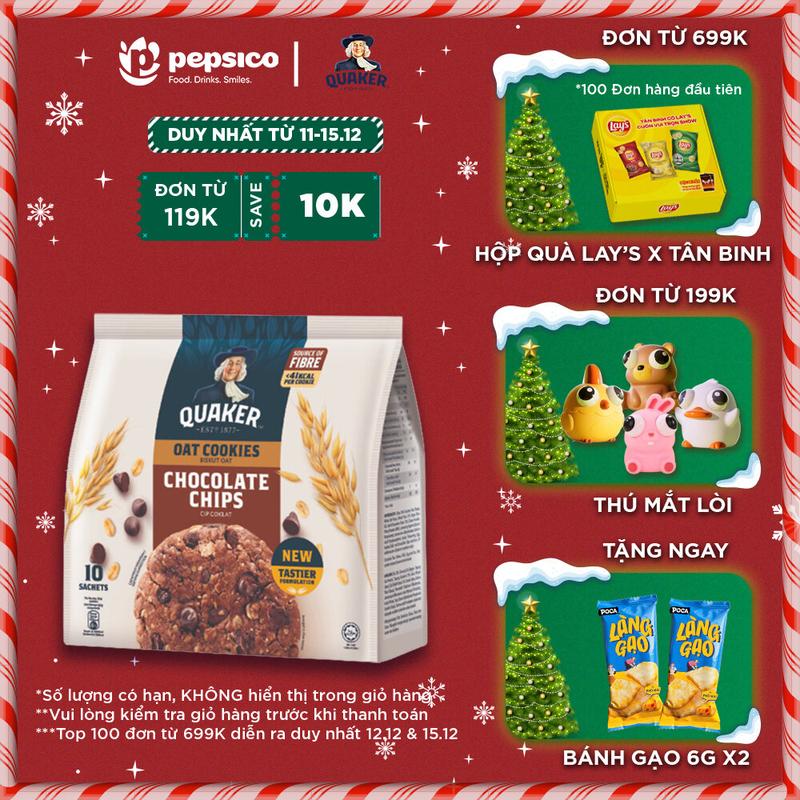 Bánh Quy Yến Mạch QUAKER 250G Hương Socola Hạnh Nhân Mật Ong Nho Khô - Giàu dinh dưỡng và rất tốt cho sức khỏe