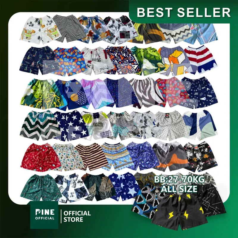 PAKET 10 PCS 5PCS BOXER Celana Pendek Pria Wanita Motif Pantai Hotpants Unisex Terbaru 1