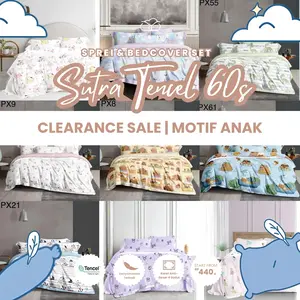 [READY] Sprei dan Bedcover Set Sutra Organic 60s Motif Anak | Sprei Serat Bamboo Motif Anak LIVE