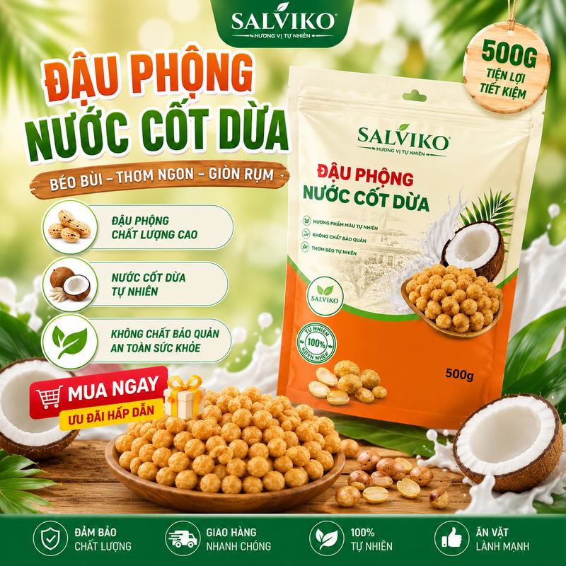 500g Đậu Phộng Da Cá Cốt Dừa – Giòn Rụm Từng Hạt, Thơm Béo Hấp Dẫn