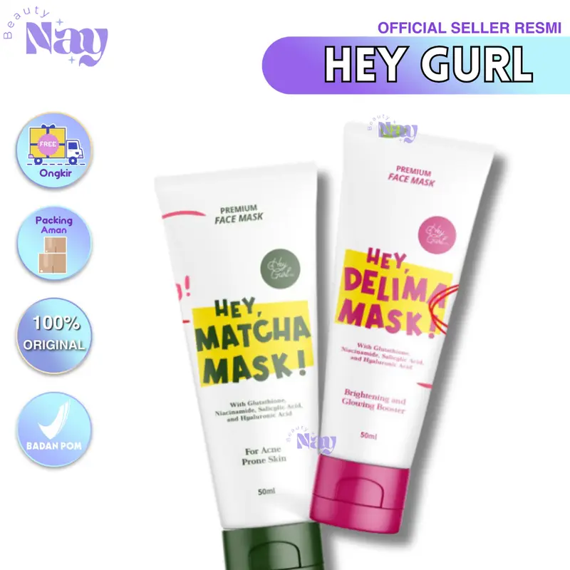 HEYGURL MASK DELIMA MATCHA PREMIUM FACE MASK HEY MATCHA DELIMA MASK MASKER WAJAH CLAY MASK BY HEYGURL 50ML 0
