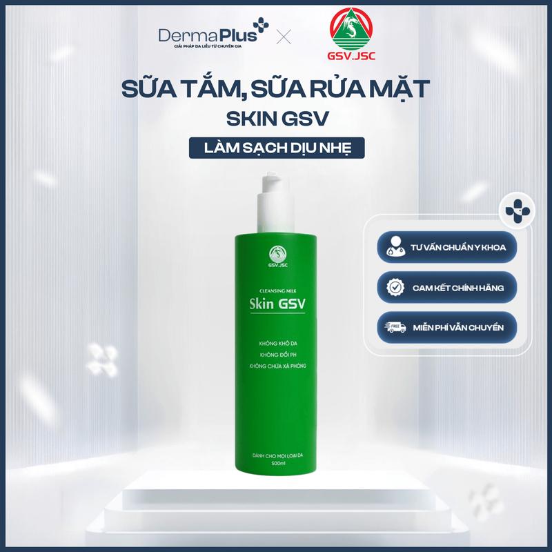 Sữa Tắm Sữa Rửa Mặt Skin GSV Dành Cho Mọi Loại Da Giúp Làm Sạch Dầu Nhờn Bụi Bẩn Trên Da - DermaPlus