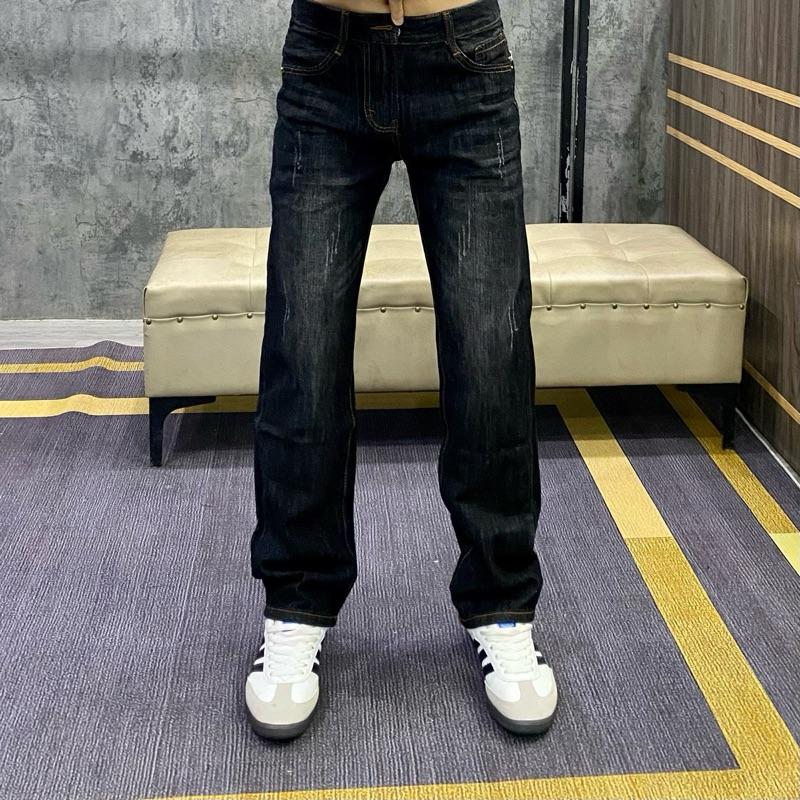  Quần bò ống suông nam đen mài gối xước nhẹ ống 18 đến 21 có size 28 - 34 jeans  suong 