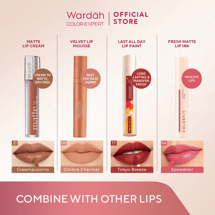 WARDAH COLORFIT VELVET MATTE LIP MOUSSE - Lip Cream Tahan Lama Tahan Air - Hasil Matte Tidak Lengket 2