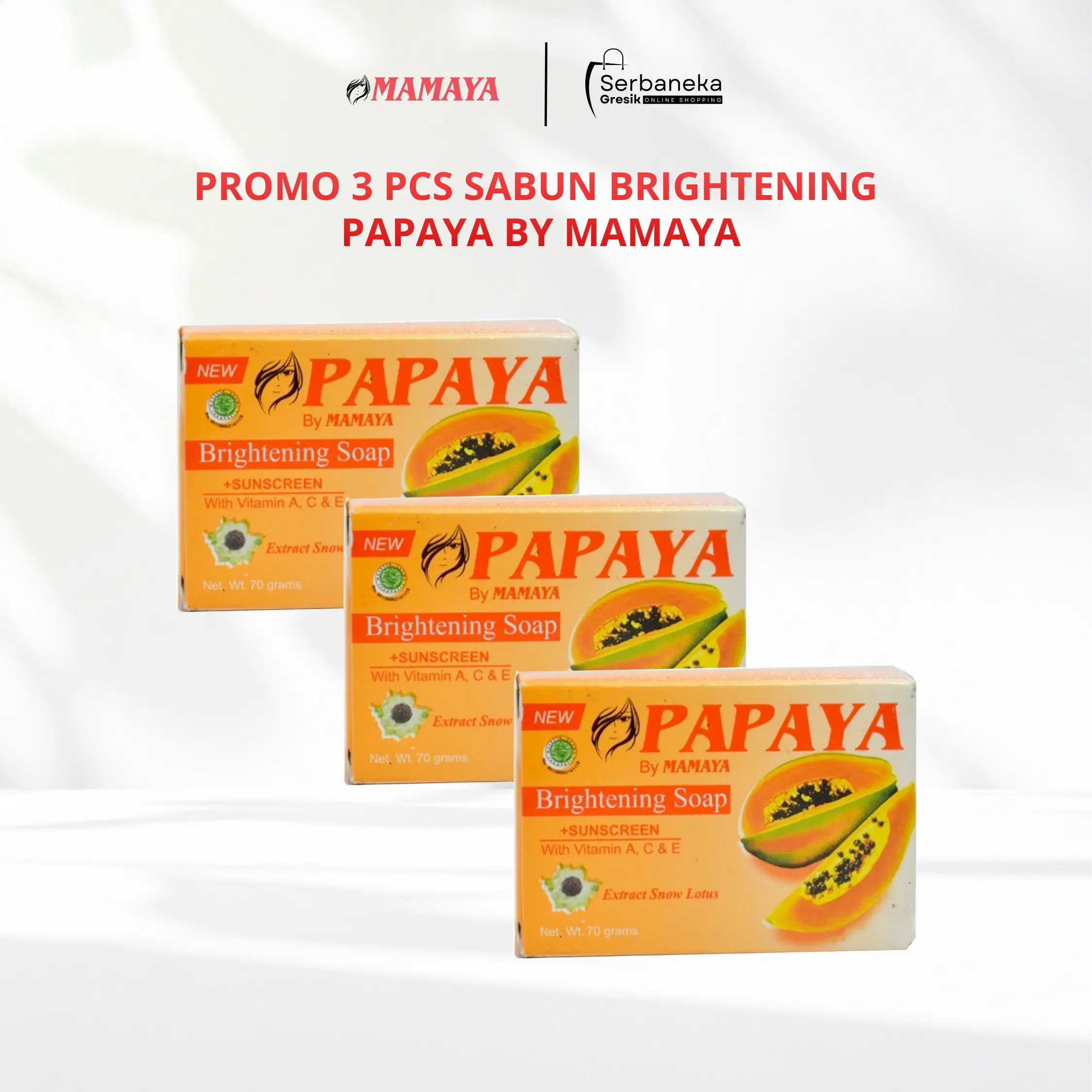 DAPAT [3 PCS] SABUN PAPAYA by MAMAYA 70gr Original